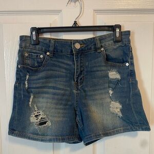 Indigo Rein Blue Distressed Jean Shorts